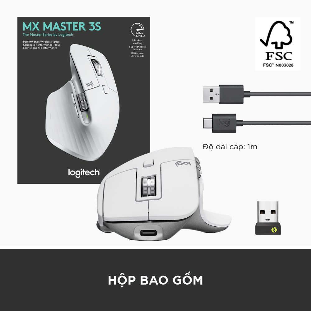 Chuột không dây Bluetooth Logitech MX Master 3s - Hàng Chính Hãng