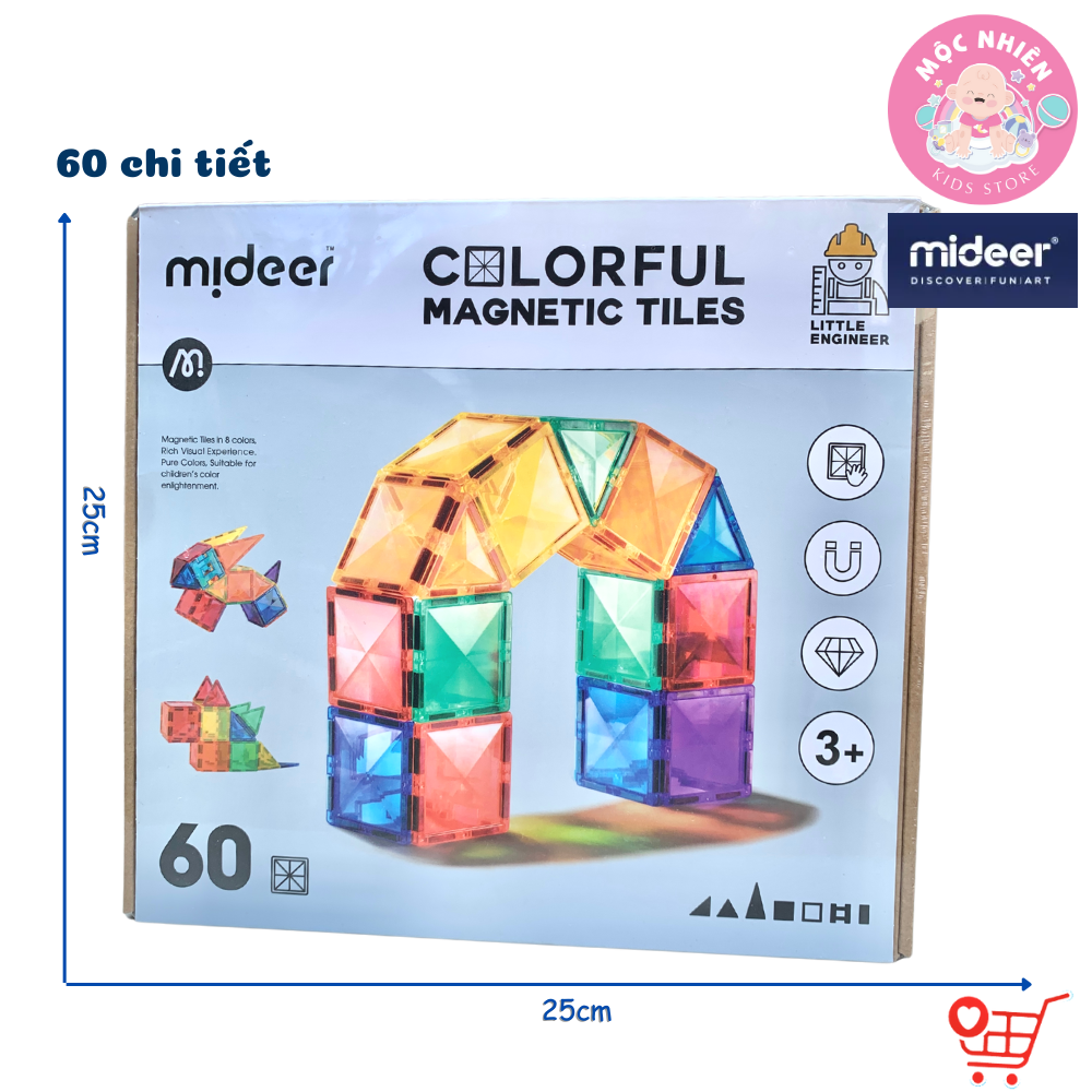 Đồ chơi xếp hình nam châm ánh sáng cầu vồng Mideer Colorful Magnetic Tiles cho bé từ 3 tuổi trở lên