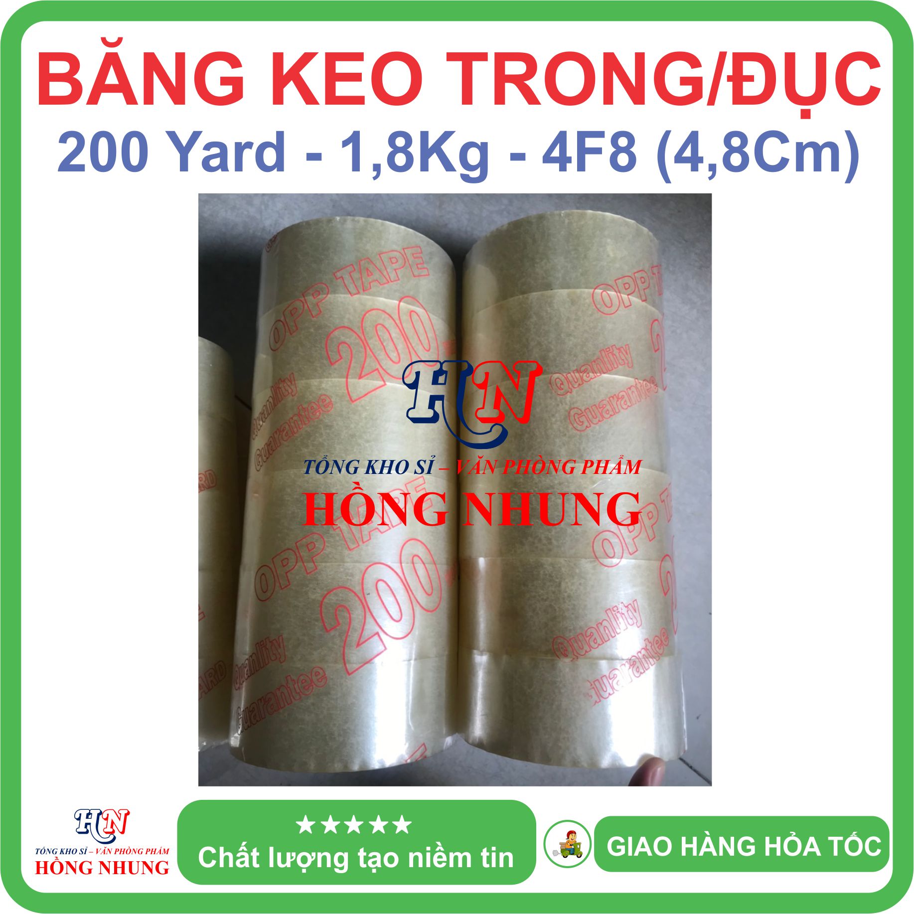 COMBO 6 cuộn Băng Keo Trong/đục 200 Yard loại 1,8kg bản rộng 4,8F , Chất Keo Siêu Dính, Giúp Bạn Đóng Gói Hàng Hiệu Quả