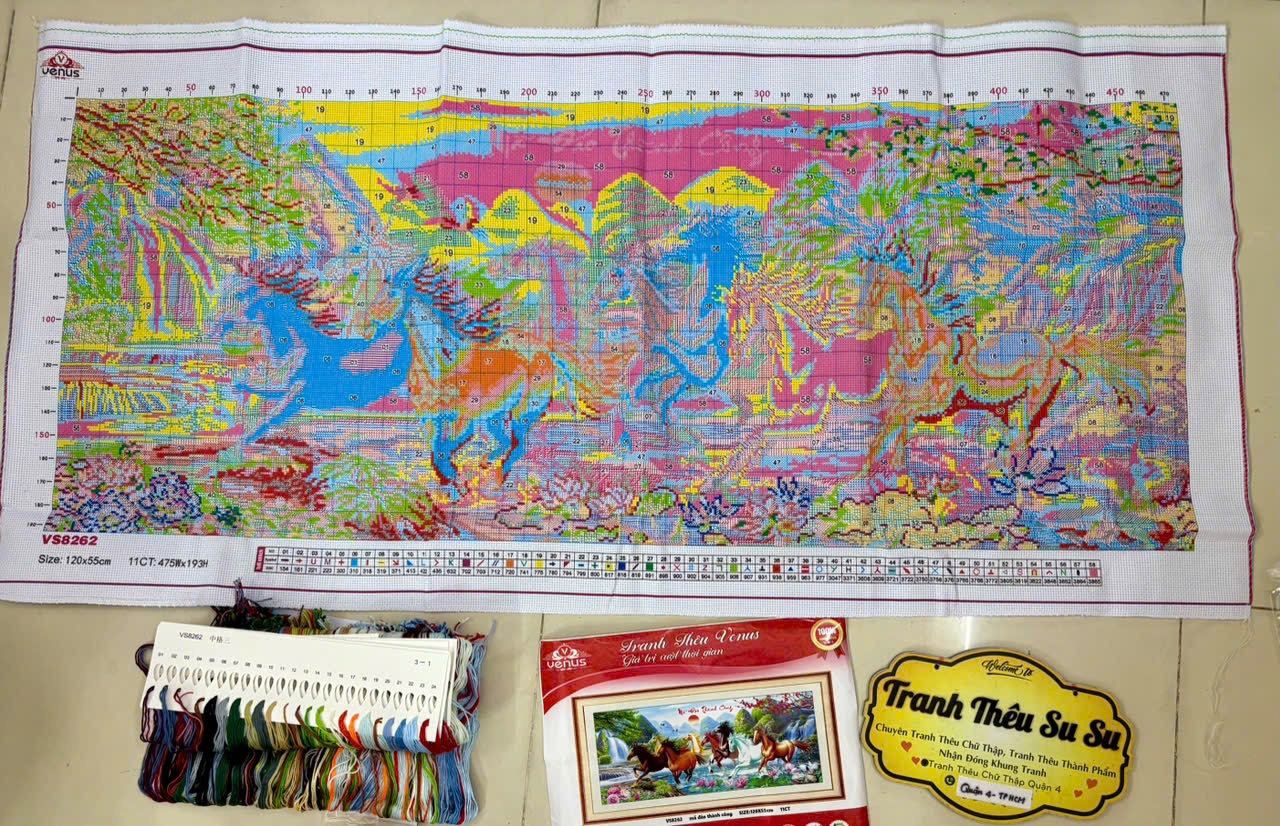 Tranh thêu kín Mã đáo thành công vs8262, kích thước 120 x 55 cm