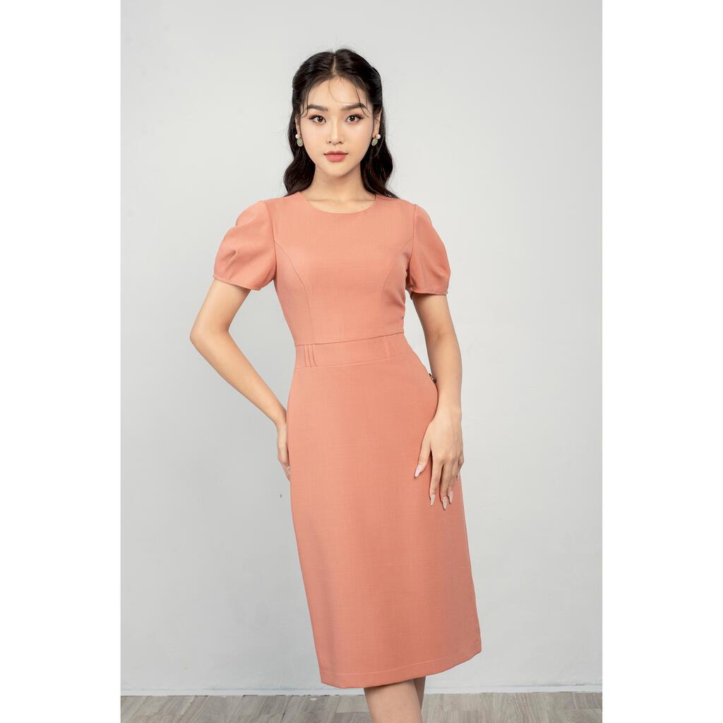 Đầm dáng bút chì, tay xếp ly bồng MMOutfit M-DA061121354