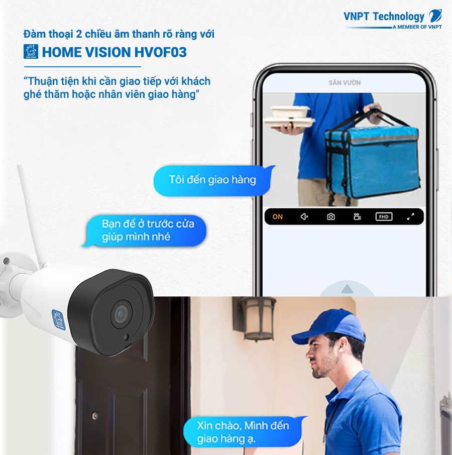 Camera ngoài trời Home Vision VNPT Technology HVOF03 chuẩn chống nước tặng kèm thẻ nhớ hàng chính hãng