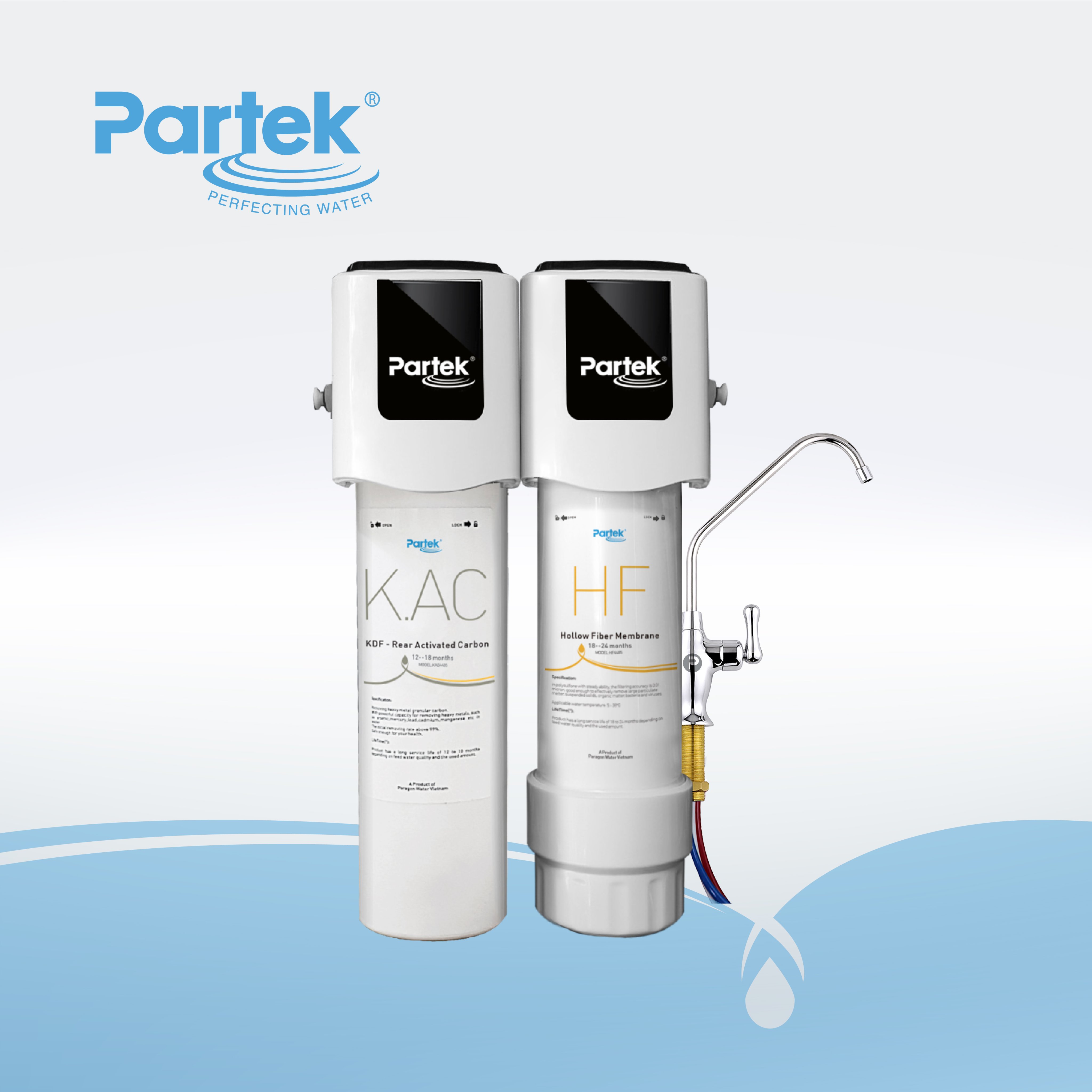 Máy lọc nước uống chính hãng Partek P2265-USF công nghệ màng sợi rỗng và than hoạt tính cao cấp