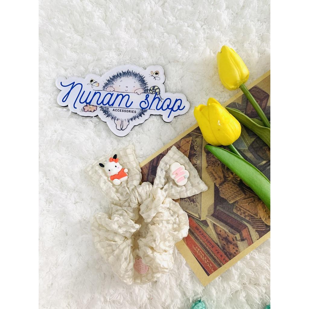 Crunchies cột tóc tai thỏ đính charm cute thời trang hàn quốc - Nunam shop
