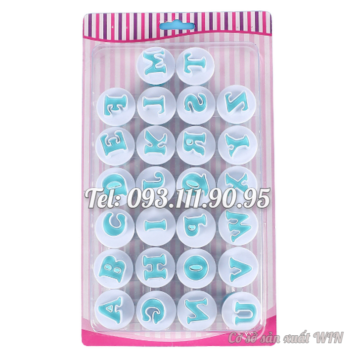 Khuôn Cookie, cutter, fondant, khuôn nhận lò xo 26 chữ cái in hoa, chữ thường, 10 số – Mã số 1909