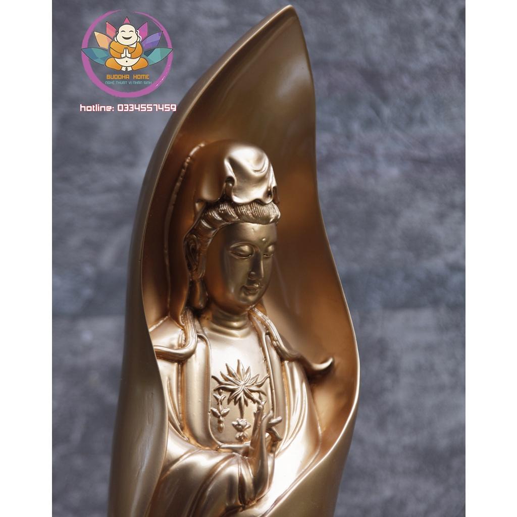 Tượng Mẹ Quan Âm cao 46cm màu vàng đồng gold trang trí nội thất nhà cửa- phong thủy- thờ cúng
