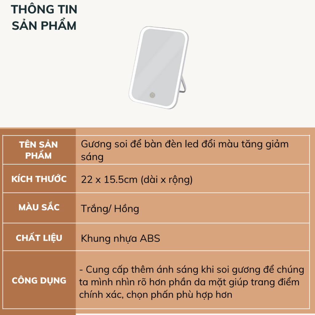 Gương trang điểm để bàn có đèn LED Xiaomi Jordann Judy NV026 - Hàng Chính Hãng