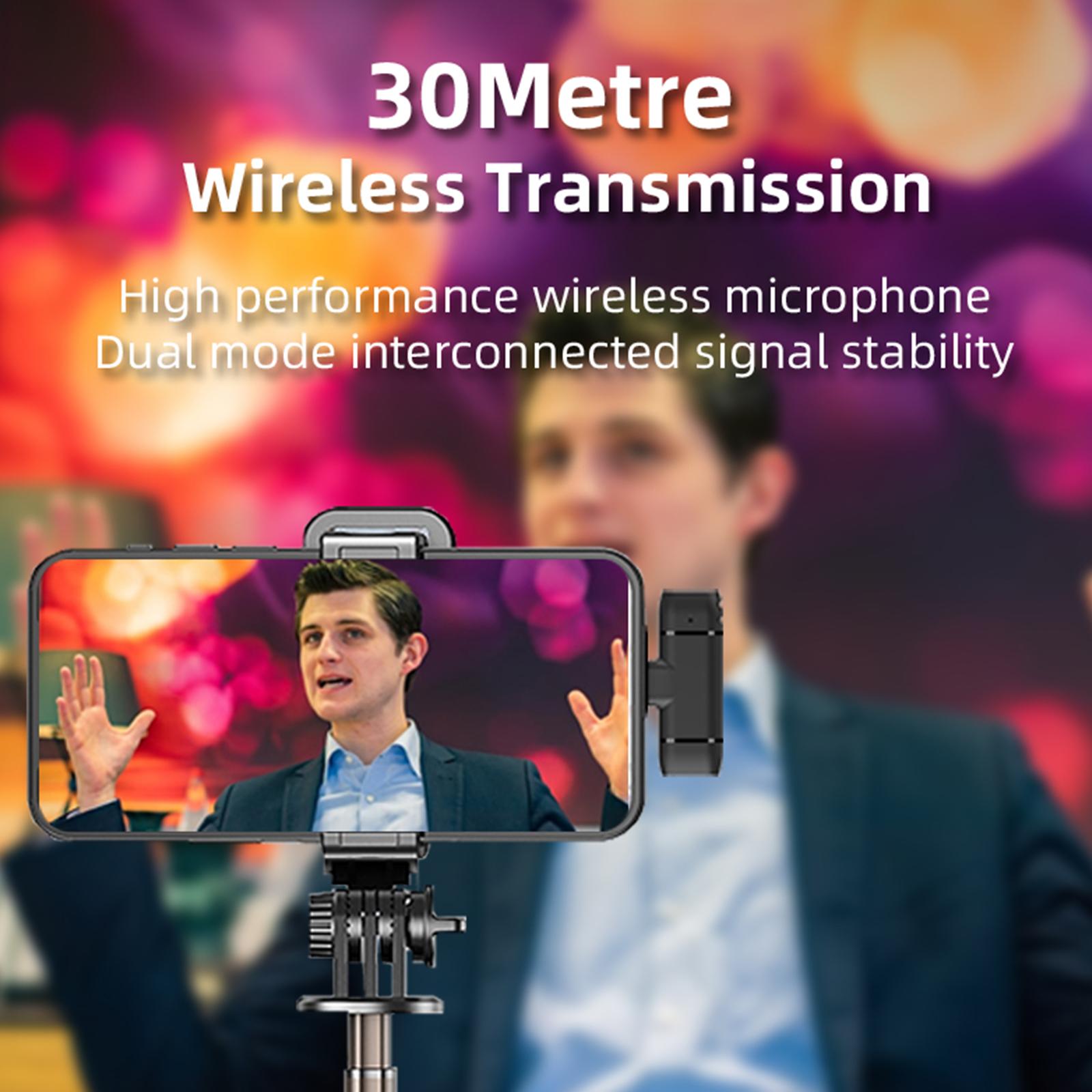 Wireless Lavalier Microphone Clip-on Phone Wireless Mic Noise Reduction Plug-Play Wireless Mic for Vlog Live Stream