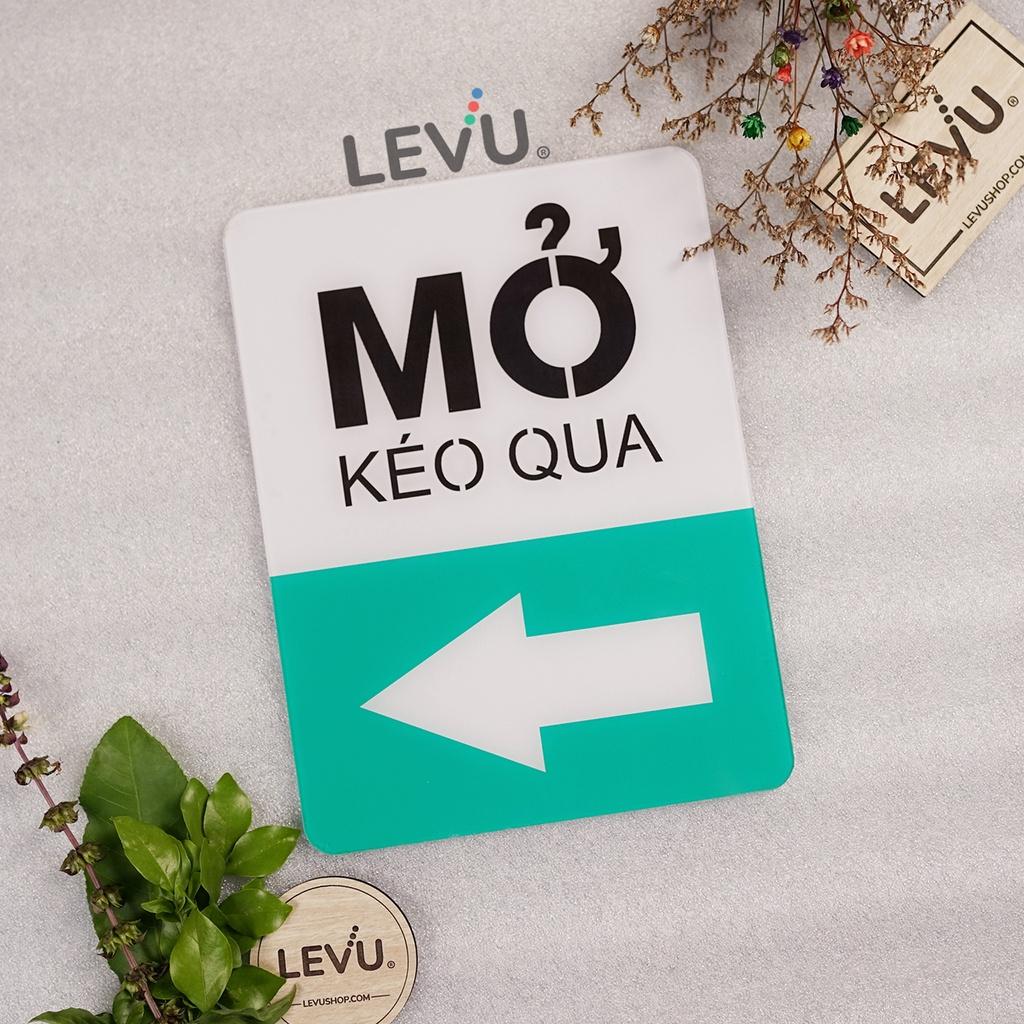 Bảng mica dán cửa hướng dẫn đóng mở cửa ra vào kiểu kéo ngang