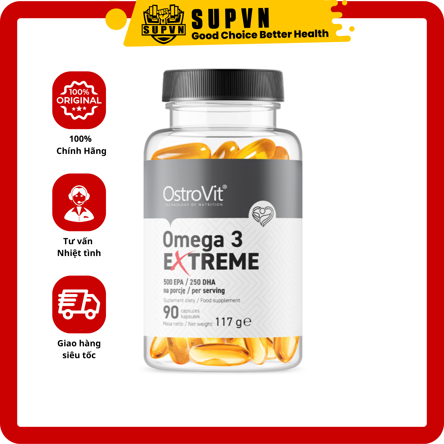 Ostrovit Omega 3 Extreme - Cải Thiện Sức Khỏe Tim Và Xương Khớp, Duy Trì Khối Lượng Cơ Bắp