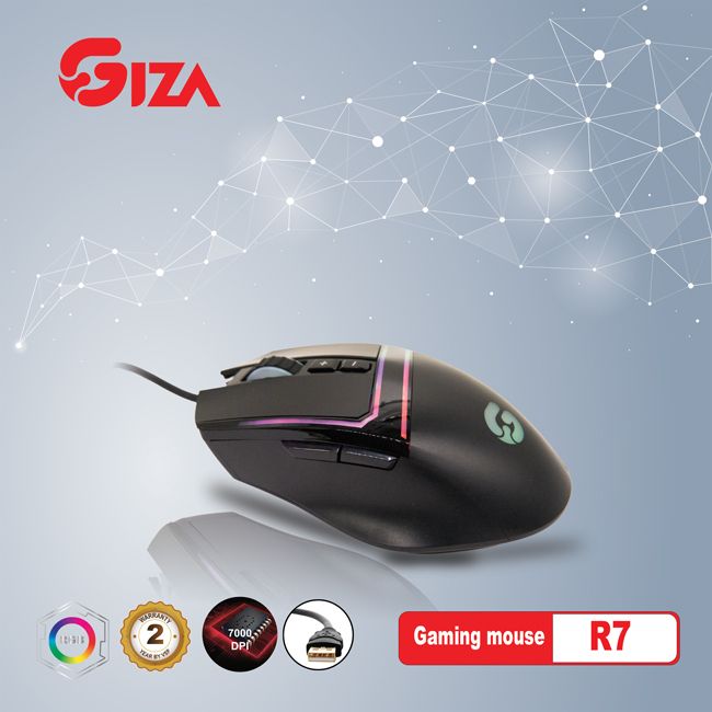 Chuột chuyên game GIZA R7 - cổng USB HN Led RGB Gaming 7000 DPI - HÀNG NHẬP KHẨU