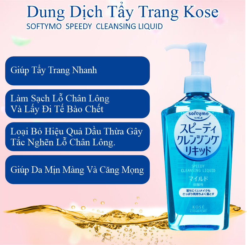 Dung Dịch Tẩy Trang Kose Softymo Speedy Cleansing Liquid 230mL