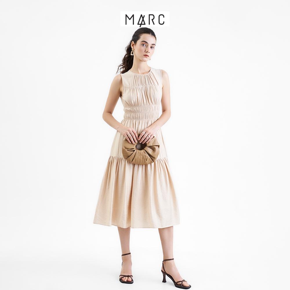 Đầm nữ MARC FASHION midi sát nách rút nhún ngực thun eo FAVH039722