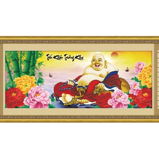 Tranh thêu Phật Di Lặc tiếu khẩu thường khai 223018 - kích thước: 93 * 42cm.