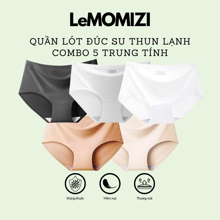 COMBO 5 TRUNG TÍNH - Quần Lót Nữ Đúc Su cao cấp thun lạnh không đường may kháng khuẩn LeMOMIZI Size M-XXL dscombo5