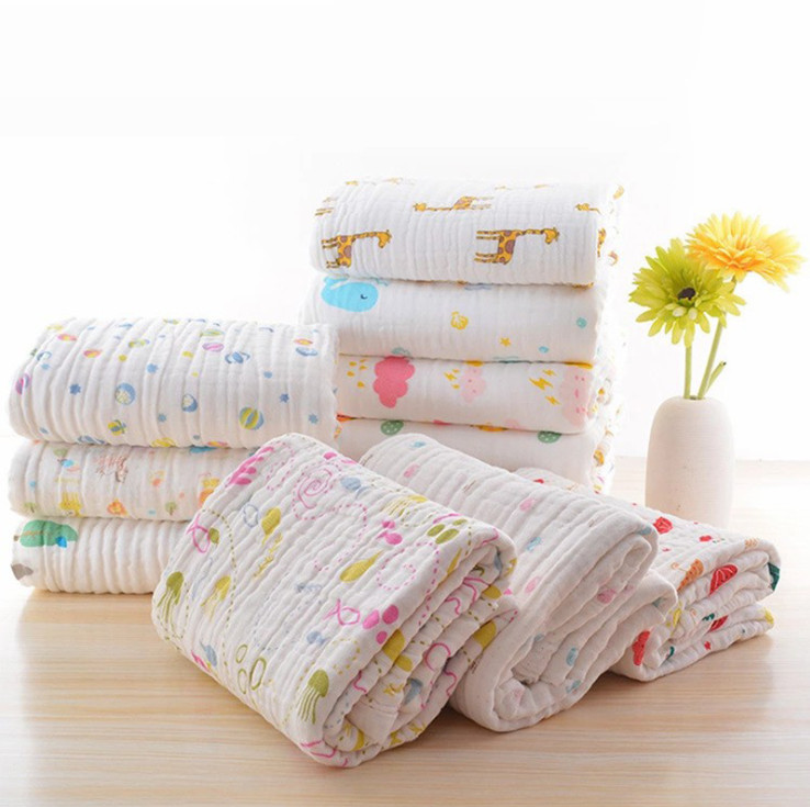 Set 2 Khăn Tắm Cotton BONNY 4 Lớp Mềm Mịn Thấm Hút Tốt Không Xù Lông (Giao Họa Tiết Ngẫu Nhiên)