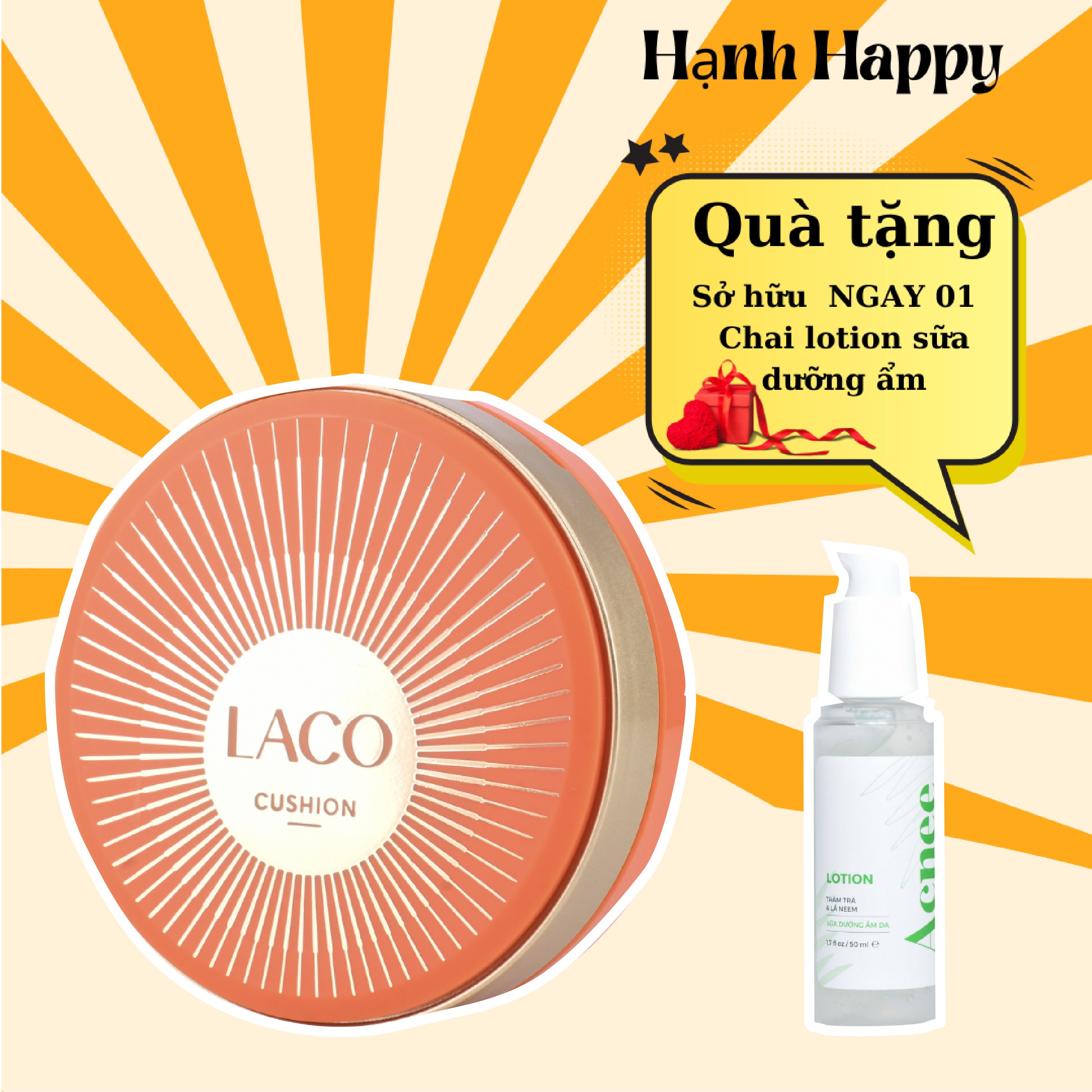 Phấn Nước LACO CUSHION ( Bộ trang điểm LACO , sét trang điểm LACO ) - Sự Kết Hợp Của Kem Nền, Che Khuyết Điểm và Phấn Phủ 10gr