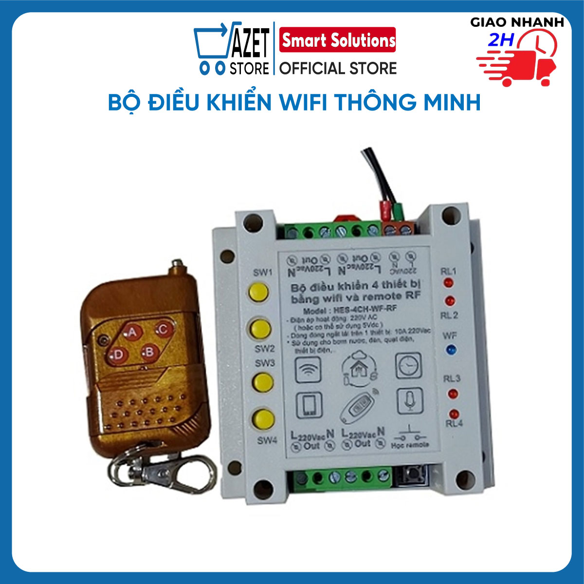 Bộ Điều Khiển Wifi Thông Minh 4 Thiết Bị Điều Khiển Cửa Cuốn, Motor, Bóng Đèn Có Remote Điều Khiển Từ Xa | Bảo Hành 12 Tháng