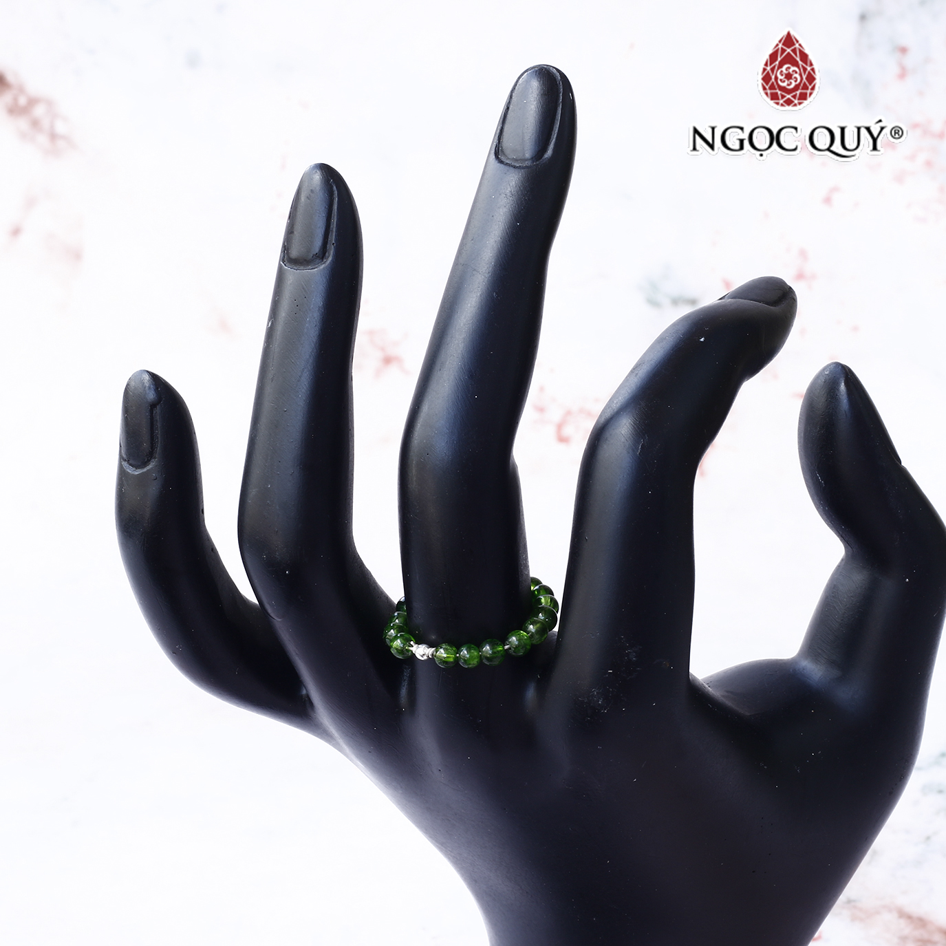 Nhẫn đá diopside lõi bạc mệnh hỏa mộc - Ngọc Quý Gemstones