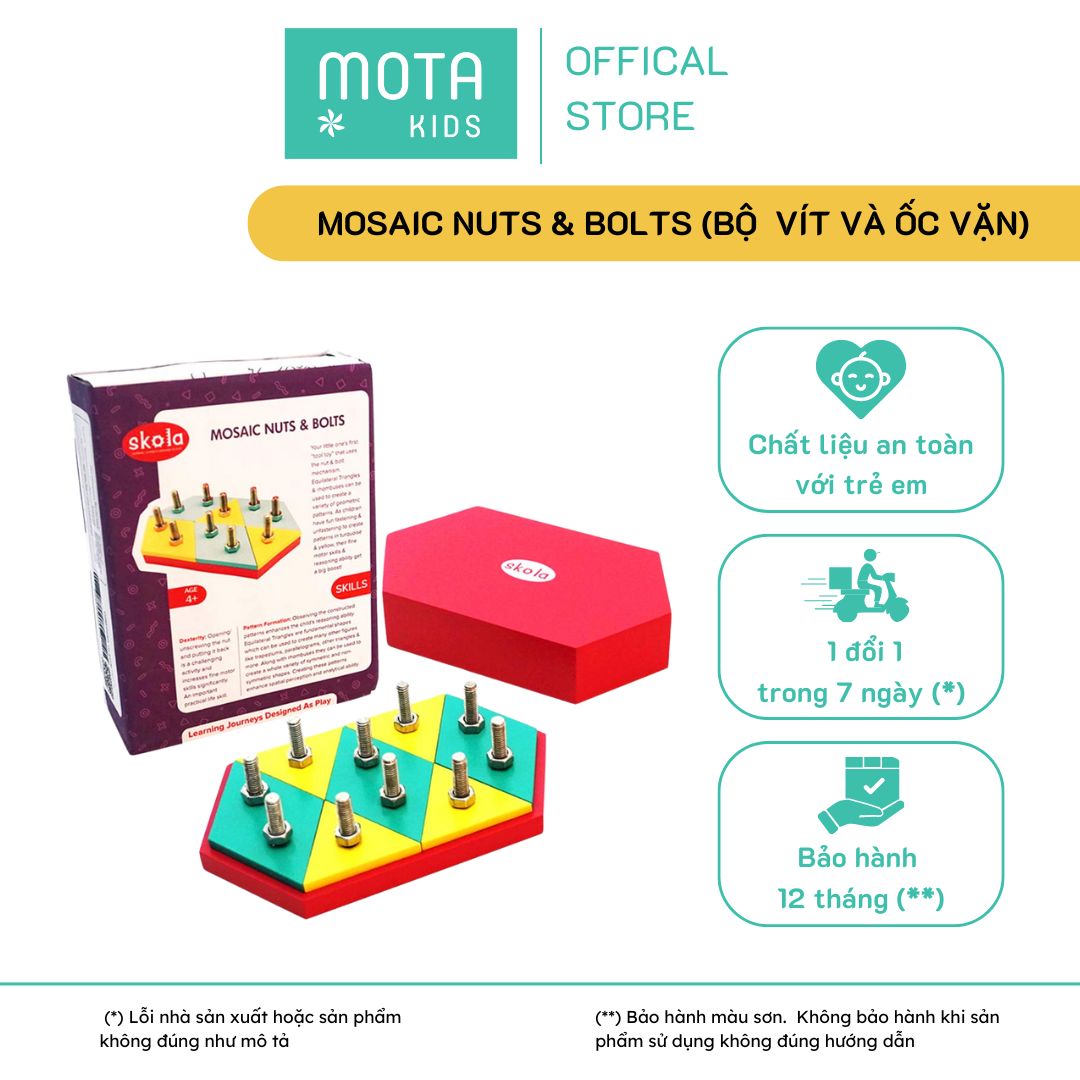 [SK 060 - Mota Montessori] - Đồ chơi trí tuệ cho bé Mosaic Nuts &amp; Bolts   (Bộ vít và ốc vặn) - Hàng chính hãng