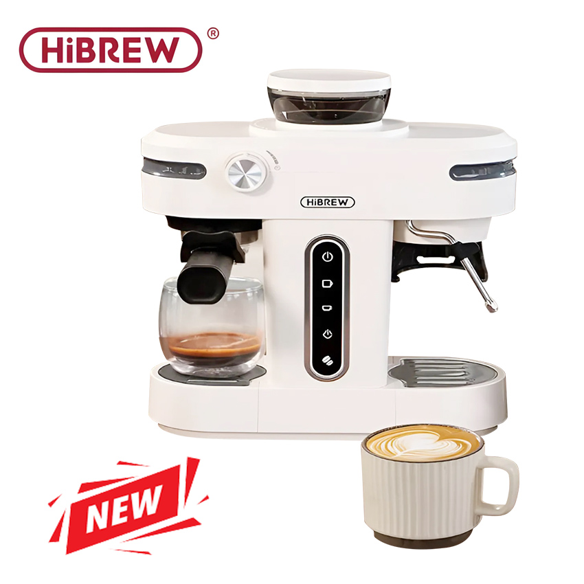 Máy Pha Cà Phê 3-trong-1 HiBREW H14 Espresso-Cappuccino-Latte Kết Hợp Máy Xay Cafe 15 Chế Độ, 1270W - Hàng Nhập Khẩu, Bảo Hành 12 Tháng