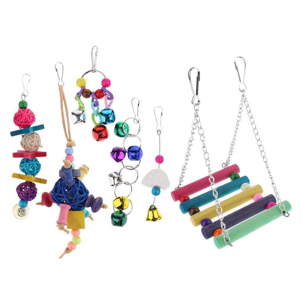 6PCS Parakeet Bird Toys Parrot Perches Swing