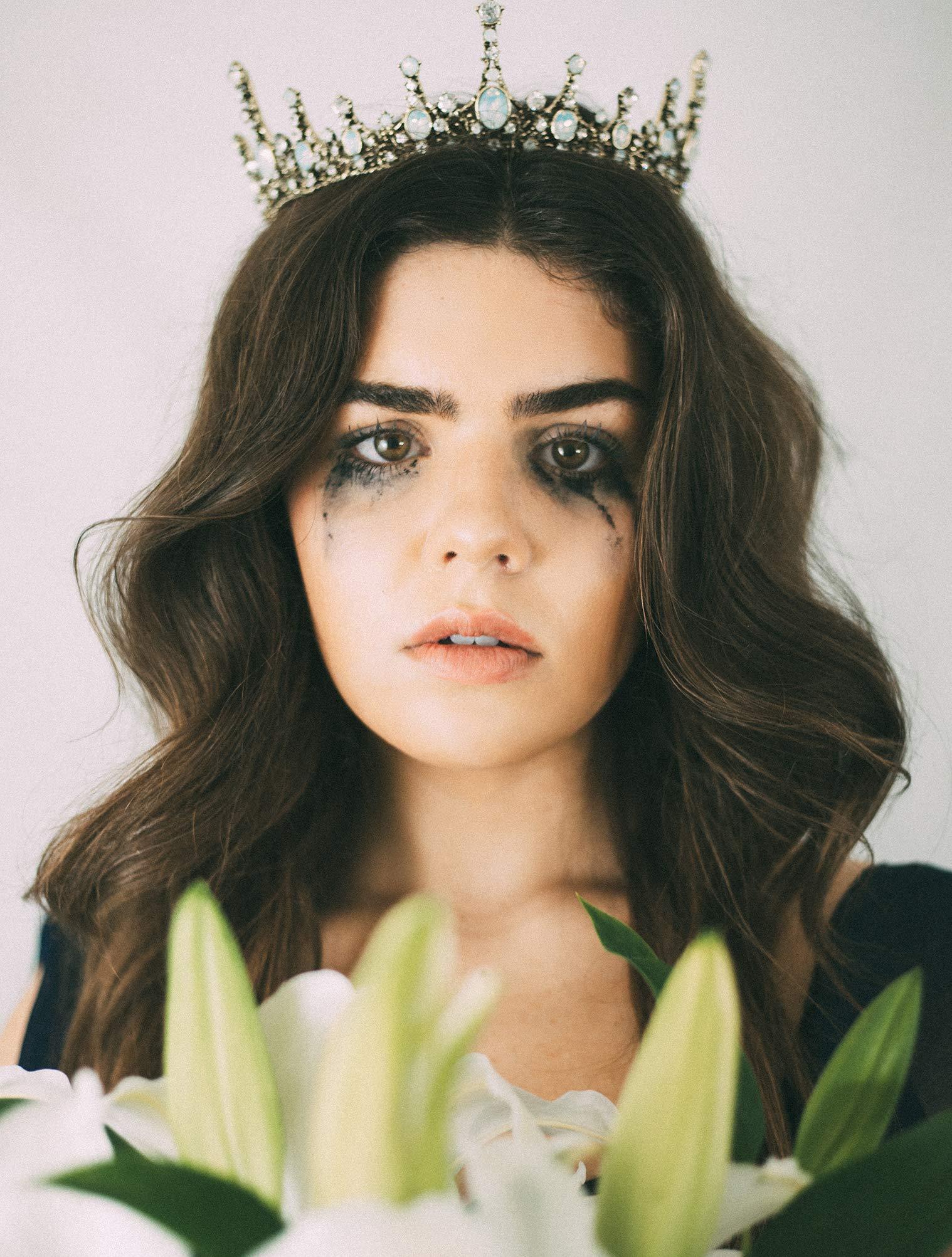 Queen Crown - Vương miện công chúa cổ điển, bóng cưới Halloween Opal Trang phục Phụ kiện tóc