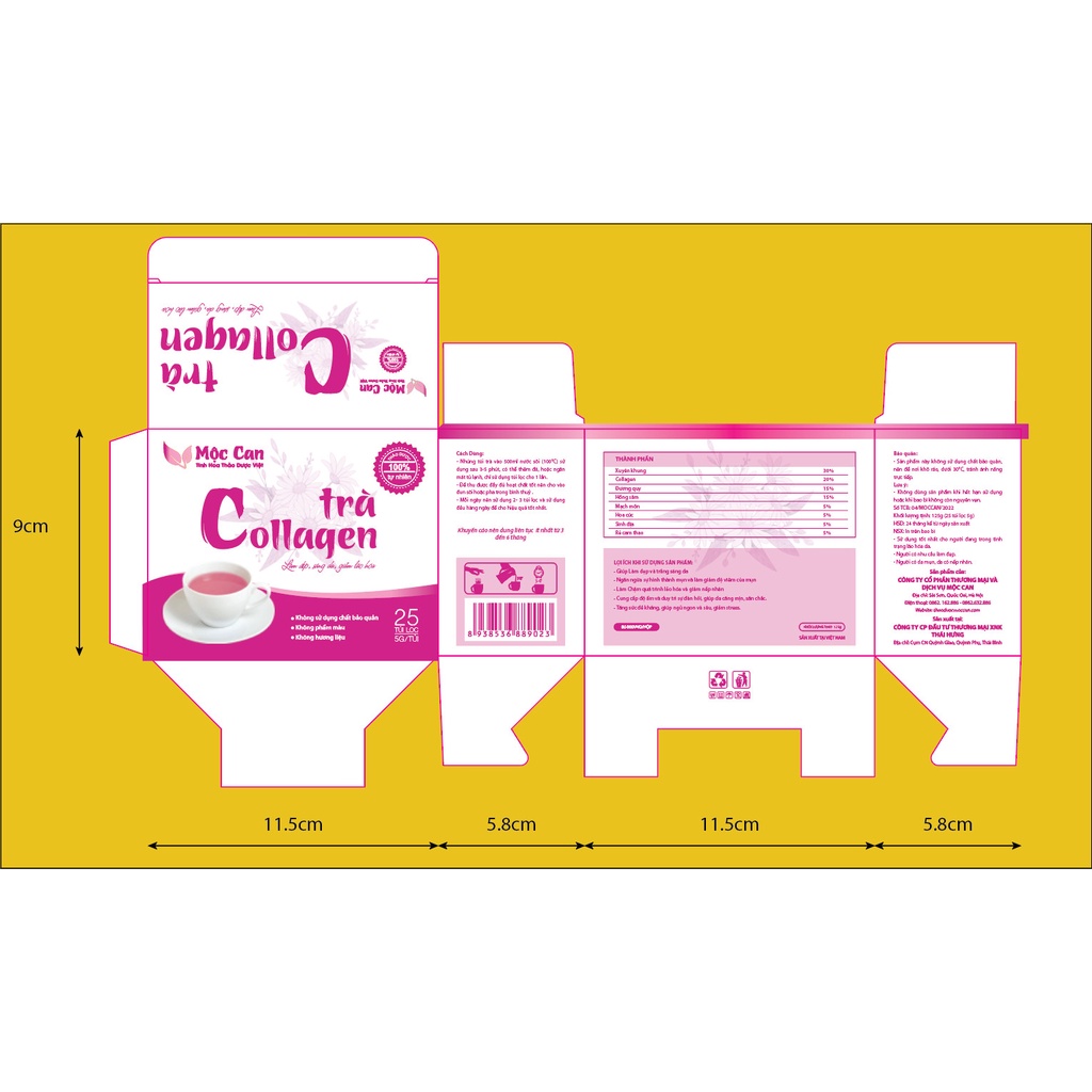 Trà Collagen Mộc Can 1 hộp 25 túi lọc bổ sung collagen dưỡng trắng da ngăn ngừa lão hoá da