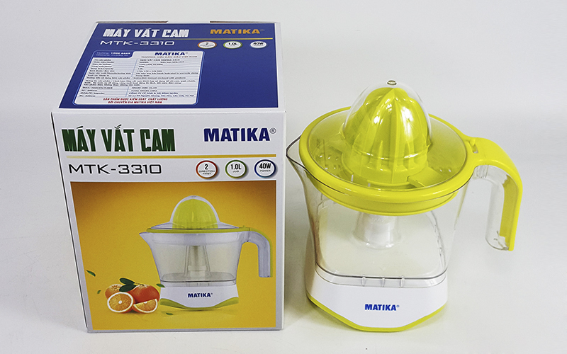 Máy Vắt Cam 1L MATIKA MTK-3310 Công Suất 40W Xoay 2 Chiều Không Nát Vỏ Giữ Nguyên Dưỡng Chất-Hàng Chính Hãng