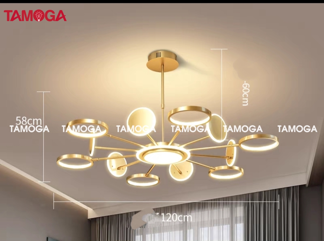 Đèn trần treo phòng khách hình tay vợt TAMOGA RASYM 0236 màu vàng