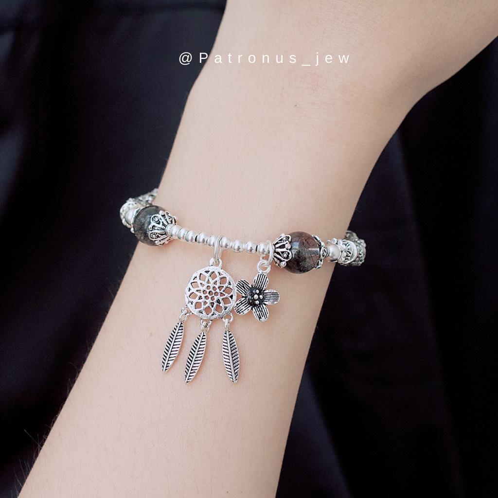 Vòng Tay Tóc Đen Phối Charm Bạc 925 VTTATDPC92522A Patronus
