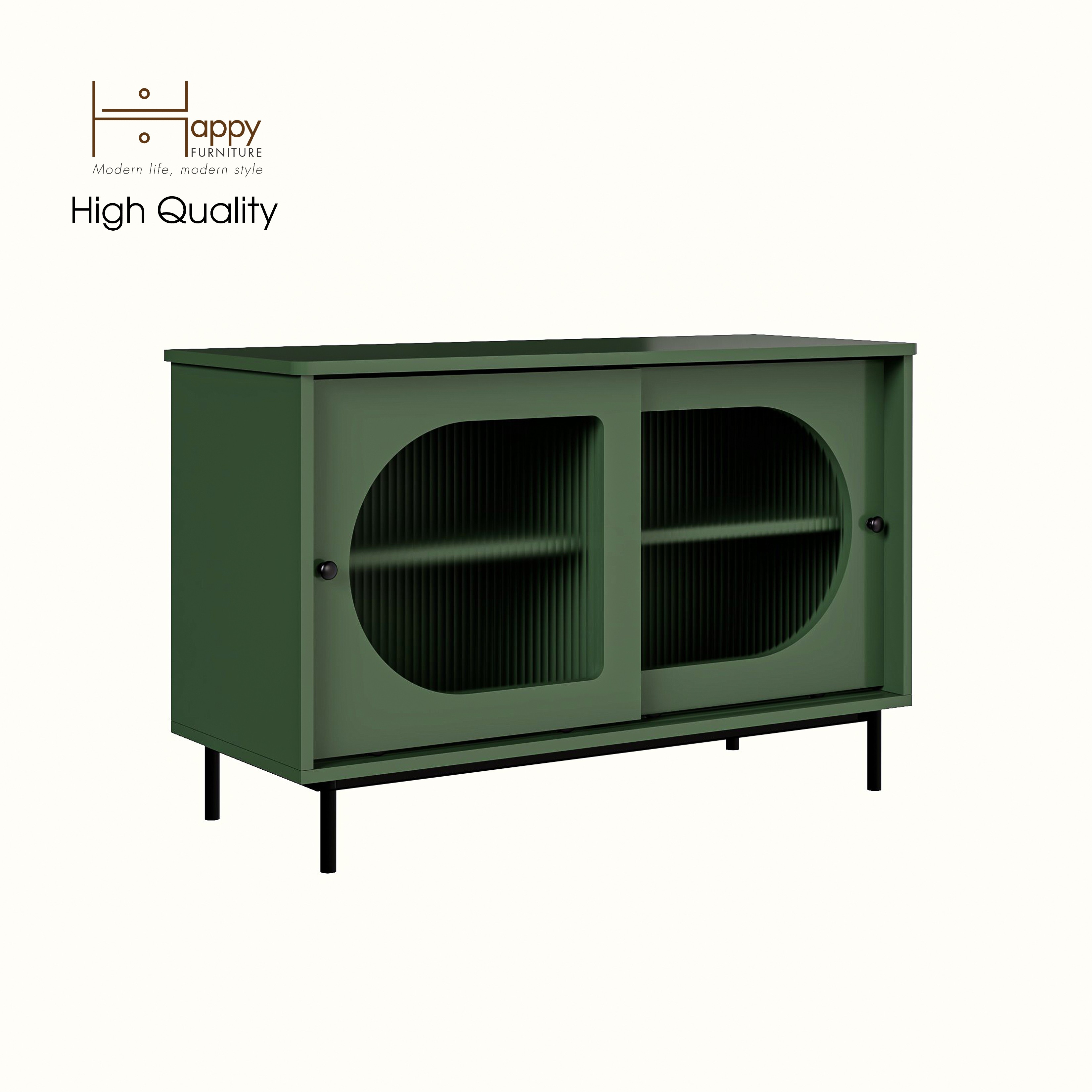 [Happy Home Furniture] SISEEL, Tủ lưu trữ cửa kính 2 cửa lùa - Chân sắt, 100cm x 40cm x 64cm ( DxRxC), TCL_038