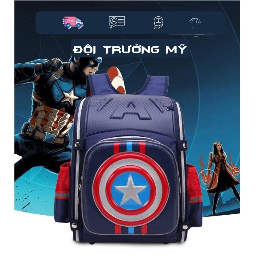 Balo Chống Gù Cho Bé Tiểu Học - Phản Quang - Chống Nước - 4 Mẫu Người Dơi, Nhện đỏ, Đội Trưởng Mỹ, Đội Bay Siêu Đẳng - 21021