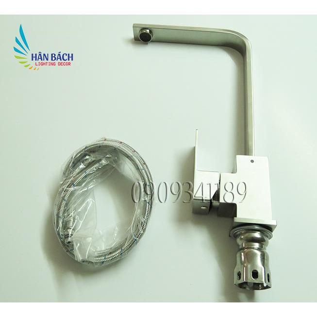 Vòi rửa chén,vòi rửa bát, vòi bếp nóng lạnh thân vuông inox 304.
