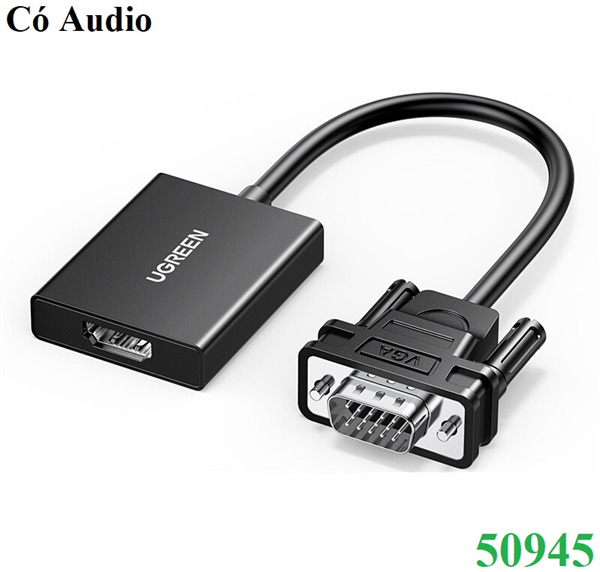 Cáp Chuyển đổi VGA sang HDMI + Audio 3.5mm UGREEN 50945 - Hàng chính hãng