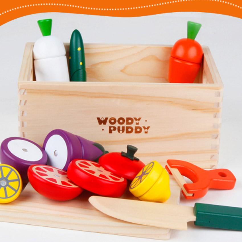 Đồ chơi cắt hoa quả bằng gỗ Woody Puddy - Bổ hoa quả Hàng xuất Nhật