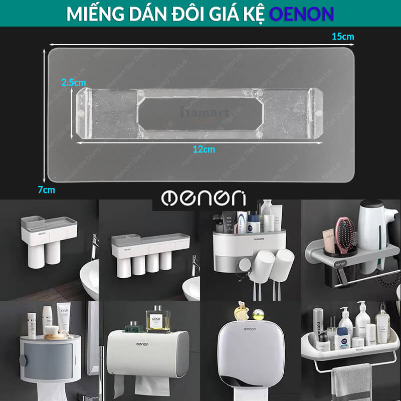 Miếng Dán Thay Thế Kệ Nhà Tắm OENON Sơ Cua Treo Giá Để Đồ Nhà Tắm Siêu Dính Tường 15x7 CM