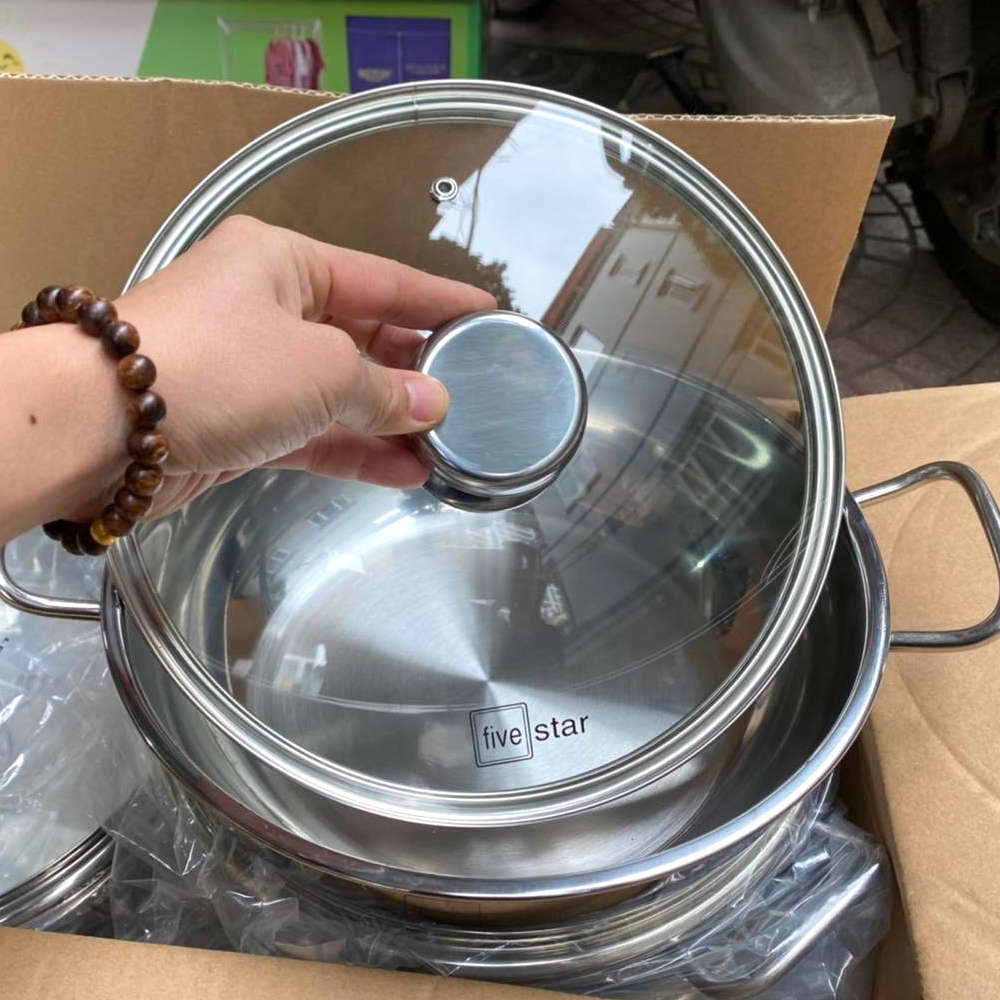 Nồi chảo lẩu inox Fivestar 3 đáy từ size 24cm, 26cm, 28cm, 32cm , có loại lòng chống dính