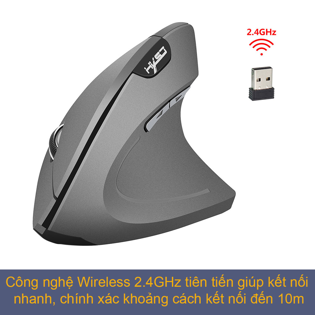 Chuột không dây kiểu đứng sạc pin HXSJ T22 wireless USB 2.4GHz chống mỏi tay chuyên dùng cho pc laptop macbook ipad tivi - Hàng chính hãng