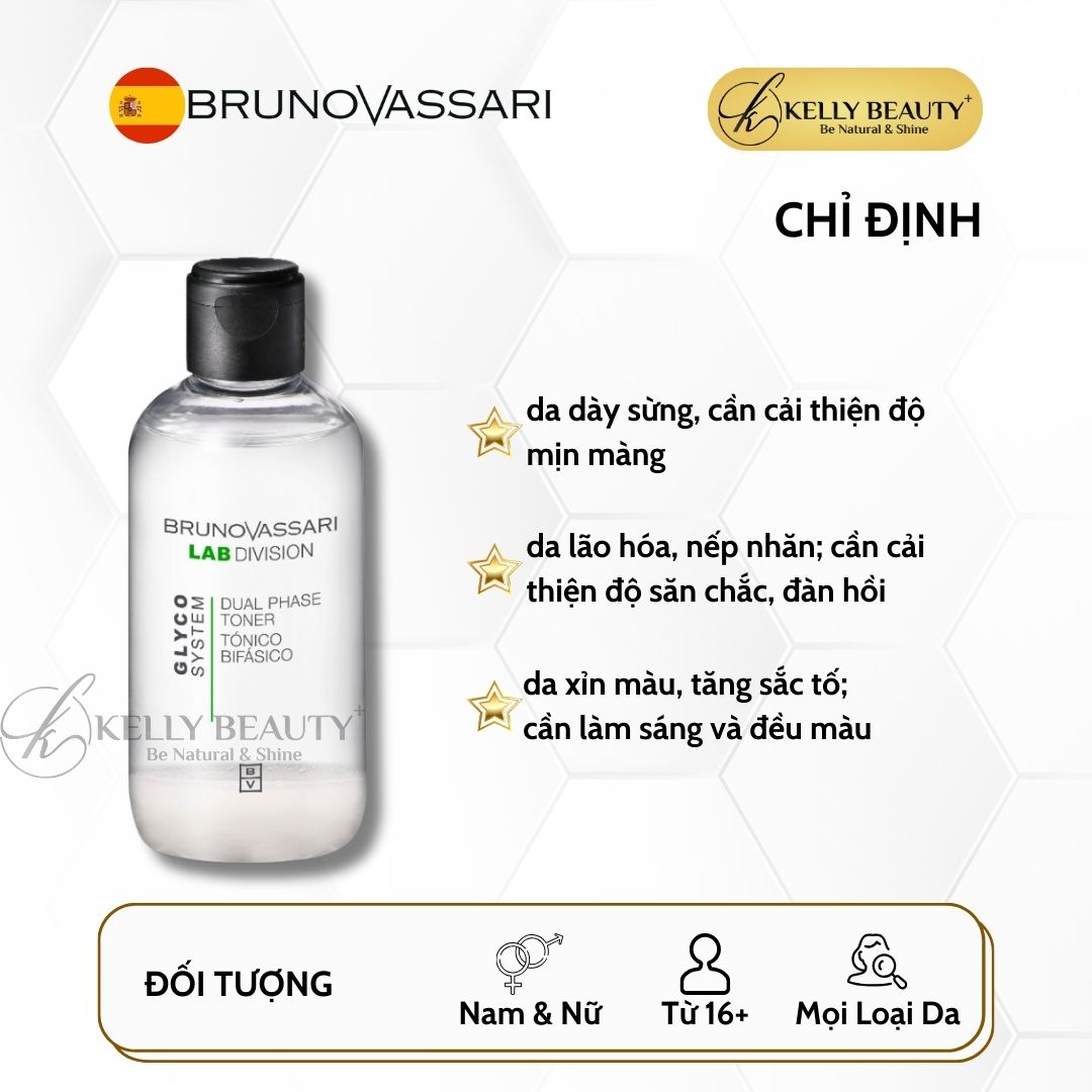 Toner Làm Sạch Sâu Trẻ Hóa Da Glyco System - Dual Phase Toner - Bruno Vassari | Kelly Beauty