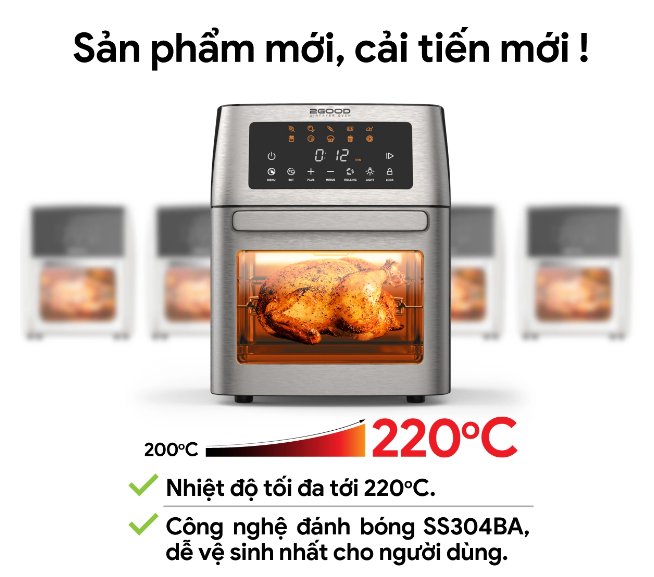 Nồi Chiên Hơi Nước 2GOOD S100 Lòng Nồi Inox Gồm 10 Chương Trình Nấu Dung Tích 20 Lít Công Suất 1800 W - Hàng Chính Hãng