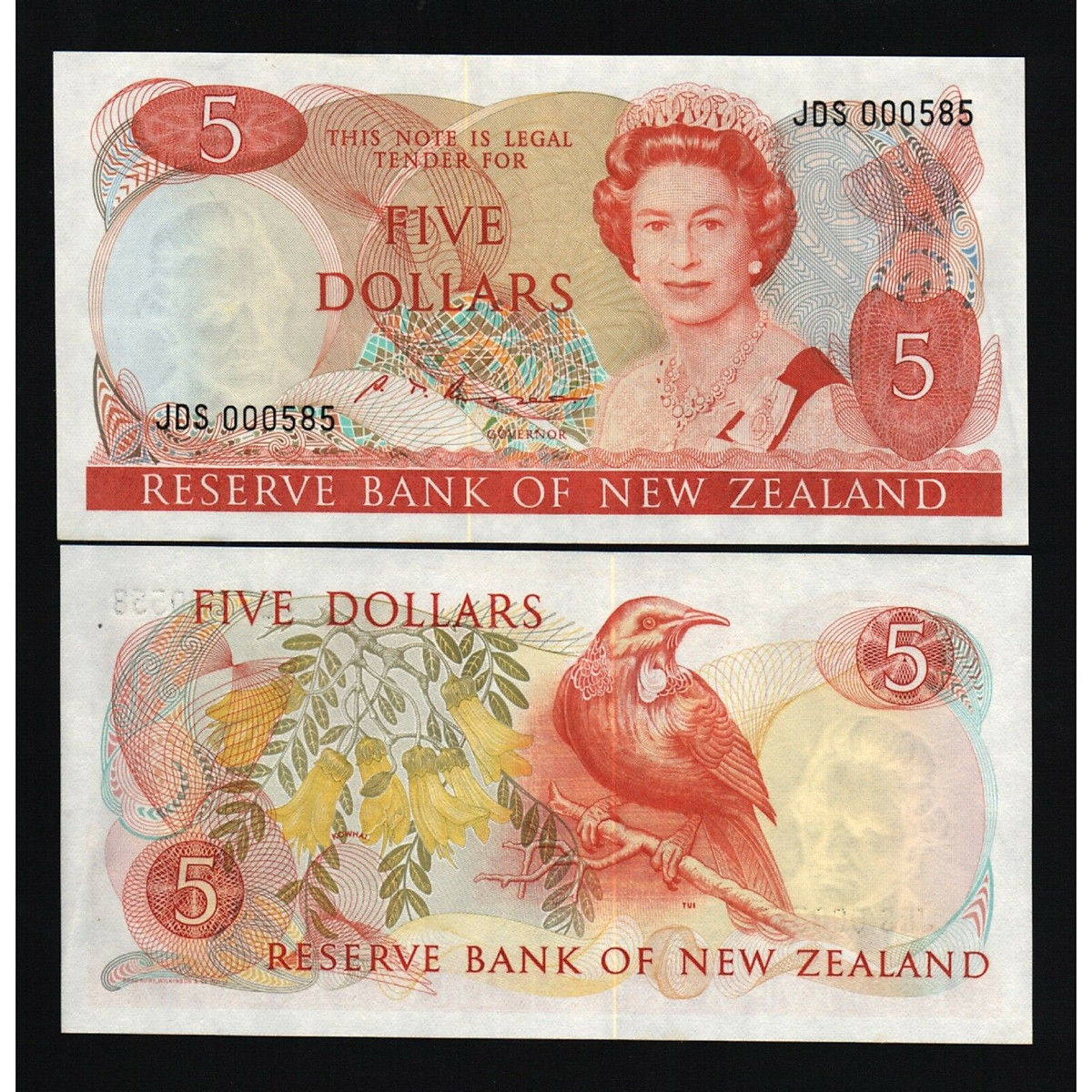 Tiền New Zealand 5 dollar giai đoạn tiền giấy cottong - Tiền mới keng 100% - Tặng túi nilon bảo quản