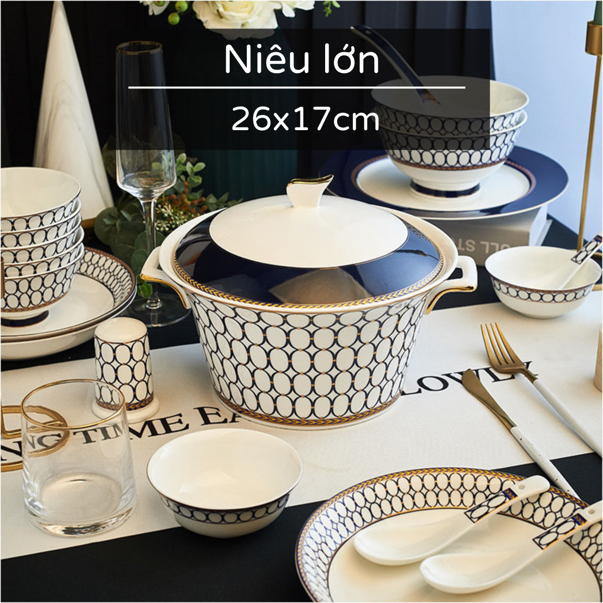 Bộ bát ăn cơm SỨ XƯƠNG Giang Tây cao cấp 60 chi tiết - Bộ chén ăn cơm sang trọng, tinh tế - Bát đĩa mỏng nhẹ nhưng cứng trong và cách nhiệt tốt. Mã GS23