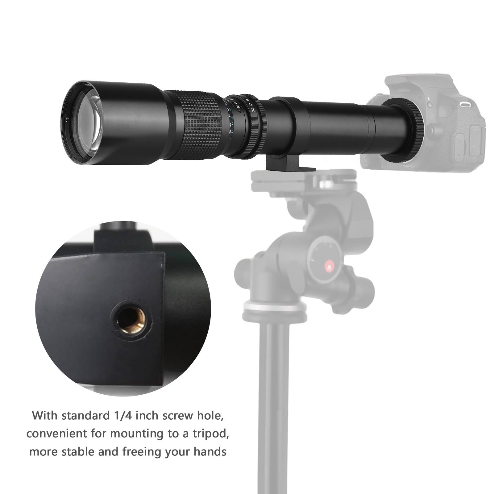 Andoer 500mm/ 1000mm f/8 Manual Focus Camera Telephoto Lens with 2X Converter Lens Cover Lens Protector Carry Bag