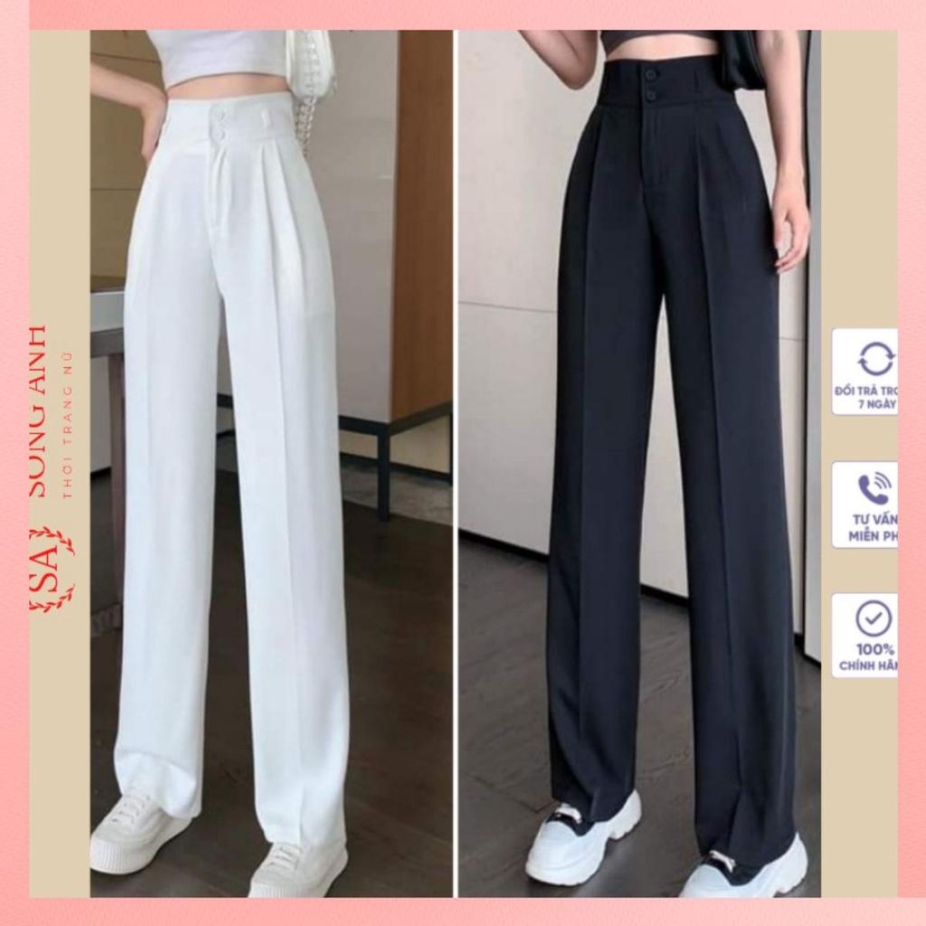 Quần Nữ Ống Rộng Lưng Cao, Kiểu Dáng Quần Tây Suông Siêu Tôn Dáng Chất Vải Tuyết Mưa Mềm Mịn - QZ03 - XL(55-59kg