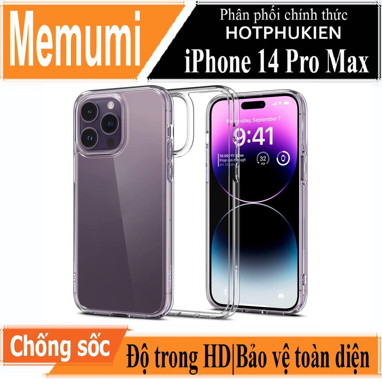 Ốp lưng chống sốc trong suốt cho iPhone 14 Pro Max hiệu Memumi Crystal Clear Case siêu mỏng 1.5mm độ trong tuyệt đối, chống trầy xước, chống ố vàng, tản nhiệt tốt - hàng nhập khẩu
