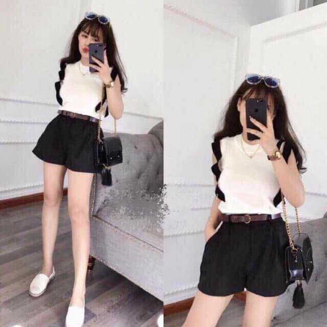 Quần đùi đũi xước kèm best