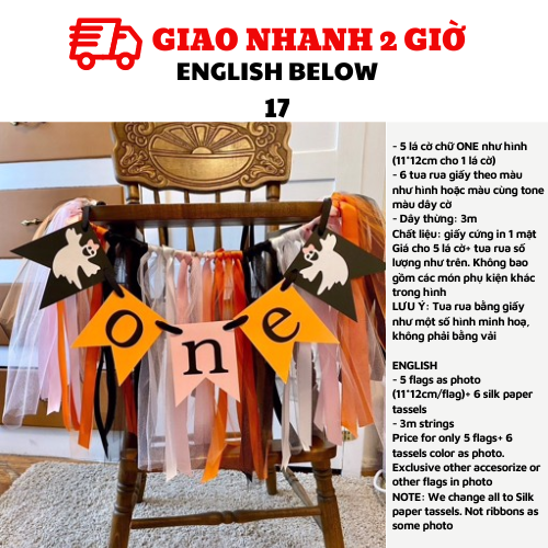 Dây cờ chữ One treo ghế cho bé 1 tuổi - High chair bunting tnoi71