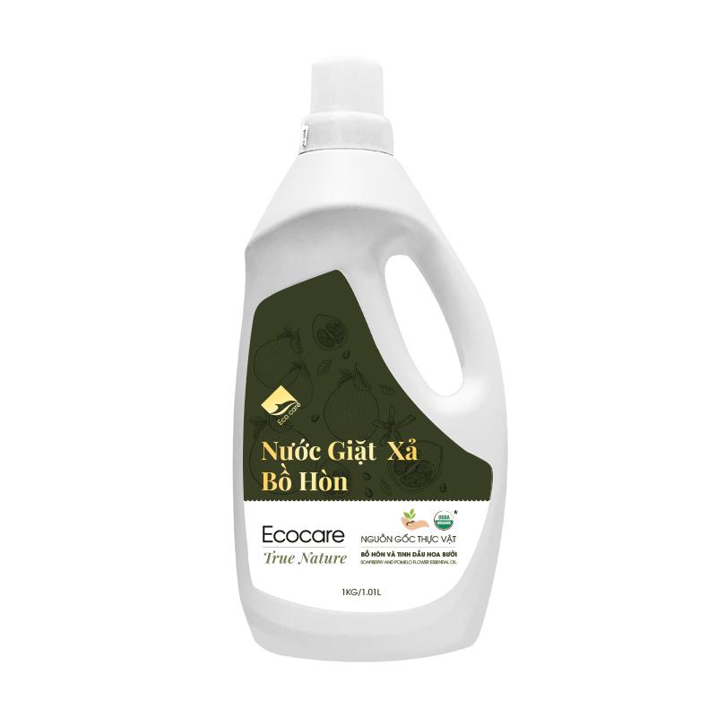 Nước giặt xả hữu cơ Bồ Hòn tinh dầu Hoa Bưởi ECOCARE 1 lít - Bền màu, giữ dáng, làm mềm vải, an toàn da nhạy cảm - Mẫu mới 2020