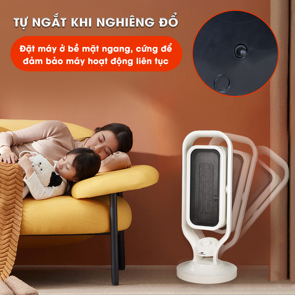 Máy sưởi gốm, đèn sưởi cho bé Ceramic không đốt cháy Oxy, không khô da, chính hãng CameWell H1, công suất 2500W xoay 4 chiều